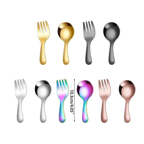 2 Piece Portable Camping Cutlery Set With Spoon And Fork Stainless Steel Grab And Go Outdoor Dining Essentials displayed in multiple colors