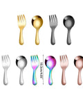 Two Piece Colorful Compact Fork And Spoon Set For Travel Camping And Picnics, Durable Stainless Steel Cutlery with multiple colors