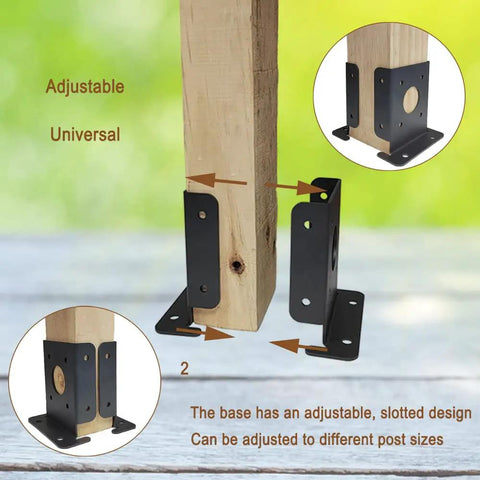 4 Pack Adjustable 4x4 Wood Fence Pergola Post Base Brackets Kit Beefy Heavy Duty Post Anchor For Deck Railing And Mailbox Posts Sturdy