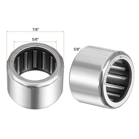 RC101410 Needle Roller Bearing One Way Clutch Top Shelf 5/8 Inch Bore 7/8 Inch OD 5/8 Inch Width ST14 Steel Drawn Cup Gcr15 Rollers showing dimensions.