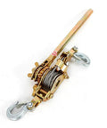 Beefy 2 Ton Come Along Winch Hand Cable Puller with 2 Hooks and 2 Gears, shown with 8 to 10 ft steel cable and alloy steel body.