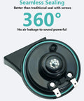 Heavy Duty 12V Car Horn With Rock Solid Waterproof Dual Tone Setup For Trucks That Pushes A Straight Up Badass 128 Decibel Blast Through Abs Housing for seamless sealing design.