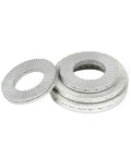 Heavy Duty Copper Wedge Lock Washers With Serious Grip to Slam Bolts Down Tight Like a Boss Prevent Looseness on Any Build Grab M8 M10 M12 M16 M20, various sizes stacked.