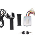 Throttle Grip With Lock Replacement Controller For Electric Scooter 24V 350W Brushed Motor With Power Display, keys, and cables