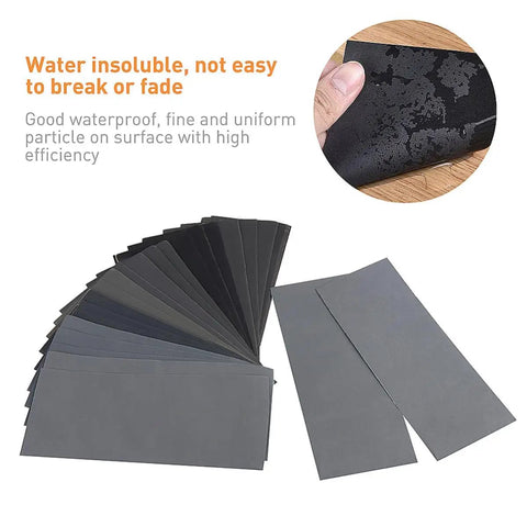 Heavy Duty Sandpaper Kit 20 Sheets For Wet And Dry Use Pro Grade Dust Free Anti Blocking Kraft Paper Backing sheets