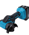 Knockout 3 Inch Cordless Mini Circular Saw And Angle Grinder Hybrid with battery, ideal for heavy-duty wood and metal work.