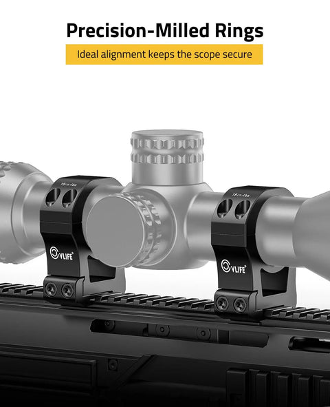 34mm Scope Rings High Profile Precision Mount For 20mm Rails See-Through Two-Piece Set Aluminum 6061-T6 CNC Machined on rifle