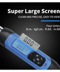Pro Grade Hydraulic Electronic Torque Wrench With Adjustable Digital Readout And Bidirectional Ratchet Head shows clear large display.