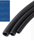 Close-up of Split Wire Loom Tubing 1 Inch Inner Diameter 10 Feet Long Black Flexible Wire Covers for cable protection and organization.