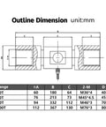 Technical diagram of Six Axis Load Cell With 1000Kg Capacity, Stainless Steel Force Sensor for weighing and torque measurement.