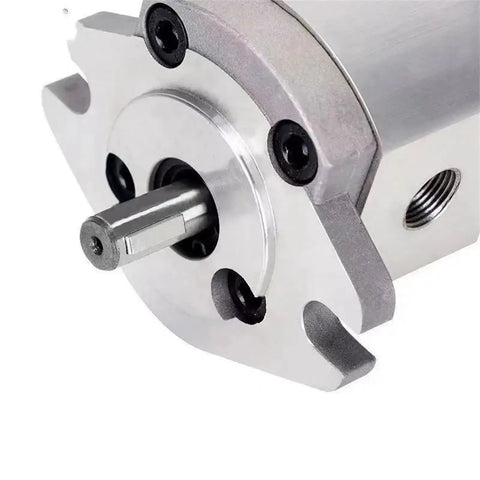 Gear Hydraulic Pump HGP-1A Series for Industrial Machines Built Tough and Precise, Fast Response, Stable Frequency, Durable Gear Pump for Heavy Duty Equipment, High-Precision Processing for Accurate Fit and Reliable Operation HGP1AF5R, close-up silver metal shaft