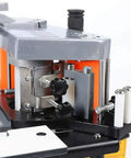 Close-up view of Double Glue Pro Grade Edge Bander with intelligent temperature control for woodworking projects.