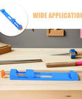 2pc Adjustable Cutting Guide Base For Circular Saw With Quick Setup on wooden workbench, blue plastic design, clamps for stability.