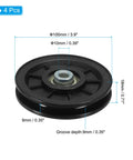 Heavy Duty Nylon Pulley Wheels 4 Pack For Cable Machines And Gym Equipment Featuring Smooth Bearings And Built Like A Tank Construction That Handles Massive Weights Without Skipping A Beat For Your Daily Grind Setup, showing 100mm black roller with dimensions.