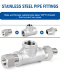 304 Stainless Steel Tee Pipe Fittings NPT Female Adapter 1 Quarter Inch X 1 Quarter Inch X 1 Quarter Inch Three Way Connector
