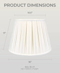 Empire English Pleat Lamp Shade In White, 10.5 x 16 x 11, Hand Tailored Silk-Type Shantung Fabric, premium off-white lining