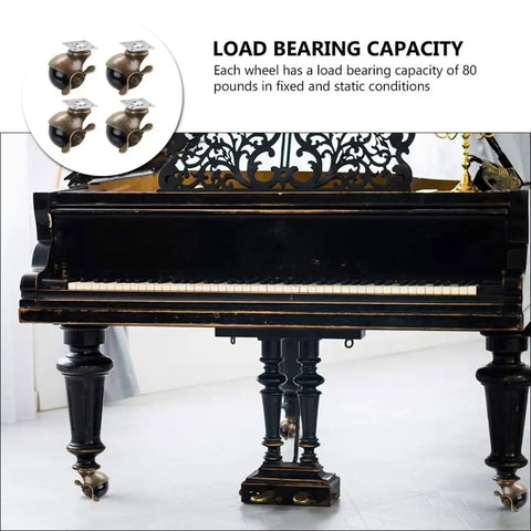 Heavy Duty Vintage Brass Swivel Caster Wheels 2 Inch Solid Metal Plate Rolling Hardware for piano with load bearing capacity