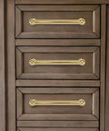 10 Pack 10 Inch Center To Center Cabinet Pulls Rock Solid Heavy Duty Polished Brass Drawer Handles on wooden dresser drawers.