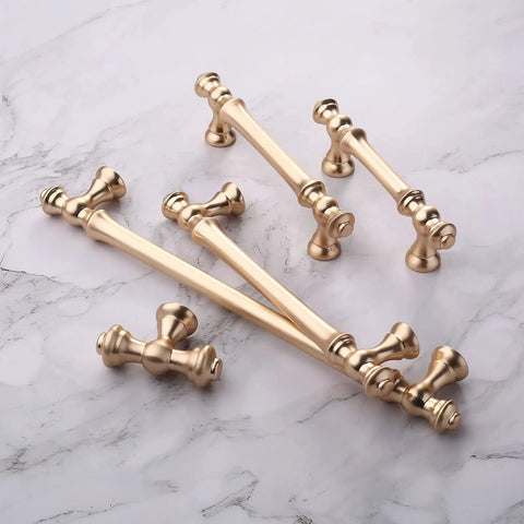 7.5 Inch Brushed Brass Kitchen Cabinet Handles 10 Pack Gold Cabinet Pulls for Cupboard and Drawer Durable Kitchen Hardware