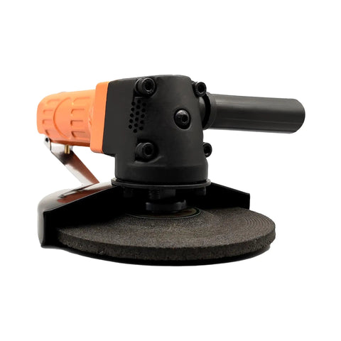 125 Mm Pneumatic Angle Grinder Polisher Sander With Turbo Trigger And Removable Canted Side Handle side view with grinding pad detail