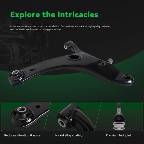 Fresh Out The Box 12 Piece Front Suspension Overhaul Kit For 2016 To 2017 Subaru Crosstrek And 2013 To 2015 Xv Crosstrek black control arm with ball joint.