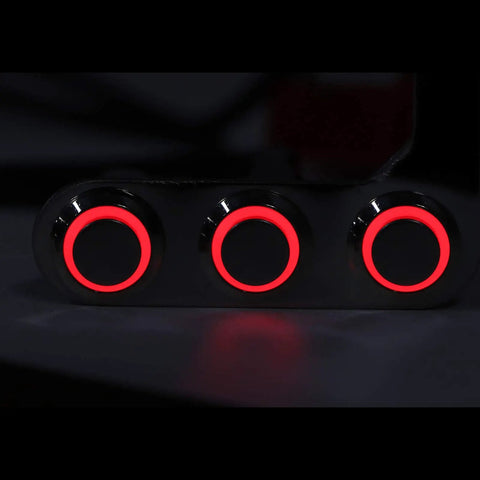 Three Button Motorcycle Handlebar Switch With Stainless Steel Headlight All In One Horn And Turn Signal Controls image