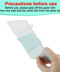 Hand holding a Clear HD Replacement Filter, Solid Build Welding Helmet Outside Cover Lens Set peeling off protective film.