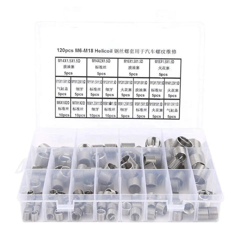 Stainless Steel Thread Repair Kit With M6 To M18 Inserts For Stripped Threads Quick DIY Fix includes durable storage case