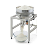 High Speed Electric Powder Sifter Machine with flour in 40 mesh stainless screen on wheels for kitchens and bakeries
