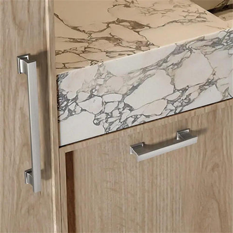 Modern Gold Brushed Cabinet Handles Zinc Alloy Long Drawer Pulls For Kitchen Drawers And Wardrobe Doors With Easy Peasy Mounting Solid Build Rust Resistant Finish on wood cabinet.