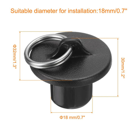 Heavy Duty Black Ring End Caps For Roller Blinds, 2 Pieces Set, Fits 18Mm Shafts, Built Tough Pom Plastic Hardware, No Sweat Swap For Any Inside Or Outside Cover - 18mm size with metal ring.
