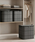 Heavy Duty Nonwoven Storage Bins Three Pack With Sturdy Handles Hella Spacious Fit For King Size Quilts Winter Layers Seasonal Closet Swaps Moving Day Hustle Solid Gear No Drama Organization in a closet.