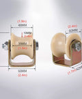 Two Piece Heavy Duty Nylon Sliding Gate Roller With Precision Double Bearings U Track Wheel dimensions for heavy load support.
