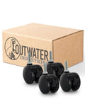 Slick Rolling 2 Inch Nylon Twin Wheel Heavy Duty Furniture Casters That Kick Some Serious Weight With Secure Brake Solid Zinc Body in four pack.