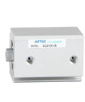 Straight Fire ACQ50 Pneumatic Compact Air Cylinder Featuring Multiple Stroke Lengths And A Non Magnetic Rod Built Tough For Smooth Automation And Tight Fit Installations Daily, view from front showing ports.