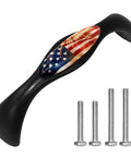 4 Piece Kitchen Cabinet Knobs And Pulls Set With Dope American Flag Fireworks Independence Design For Cabinets And Doors Easy To Install Rust Resistant ABS And Glass Hardware With Stainless Steel Screws