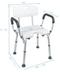 Dimensions of Adjustable Shower Chair With Tool Free Assembly For Spa Bathtub Lift Bench Portable White Bath Seat