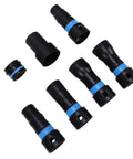 Bewinner 7 Pcs Vacuum Hose Expansion Adapters Quick Connectors for Workshop Dust Collection Kits, ABS plastic connectors in various sizes.
