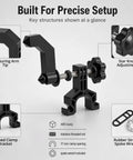 Key components of Slick Portable Bike Wheel Truing Stand, Precision Spoke Adjuster for precise setup with ABS body.