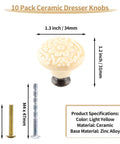 Cool Light Yellow Ceramic Drawer Knobs 10 Piece Bundle Comes With Solid Mounting Hardware showing a decorative knob 34mm in diameter.