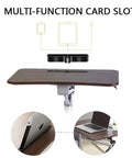 Rolling Height Adjustable Standing Desk With Fast Pneumatic Gas Lift, Zero Grind Sit To Stand Laptop Console, Flexible Mobile Workspace Cart, showing multi-function card slot for devices.