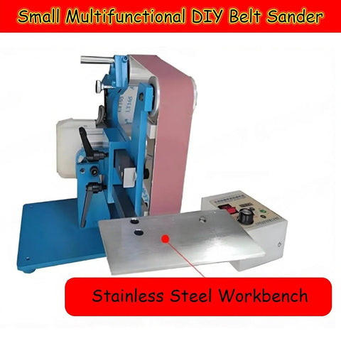 Badass 1100W Brushless Grinder And Polisher With Swappable Orientation Belt Sander And Vertical Horizontal Knife Sharpener, features stainless steel workbench.