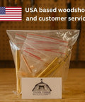 Twenty Pack Slimline Pen Kit For DIY Lathe Turning, visible in a clear plastic bag with brass hardware, 7mm twist pens for woodworking.