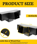 Diagram of 15 Degree 4 Way Pergola Bracket Kit for 4x4 Posts to Beams, showing dimensions and suitable post size.