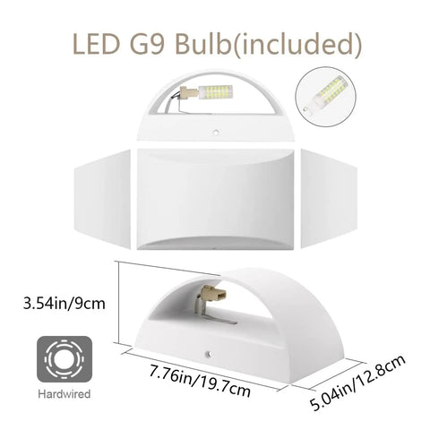 Aluminum Modern LED Wall Sconce Set Of 2 Dope Hardwired Up And Down Wall Mount Lights dimensions and G9 bulb details