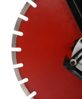 Heavy Duty Electric Concrete Saw With Four Thousand Watt Motor And Industrial Diamond Blade For Cutting Granite Porcelain Wood And Masonry close-up of industrial diamond blade