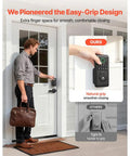 Matte Black Keyless Entry Door Lock Set Featuring Keypad Deadbolt With Smooth Lever Handles Electronic Safety Bolt Easy Code Entry For Front Doors, showcasing easy-grip design.