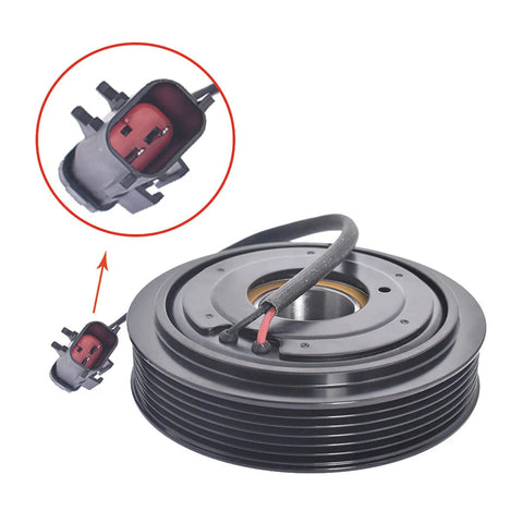 Slick Swap AC Compressor Clutch Kit With Solid Build Pulley And Tight Seal Coil features 6 groove steel rotor and connector.