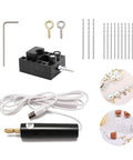Kickass Rechargeable Electric Drill With Extended Battery Life And Precision Bits For Heavy Duty Diy Tasks And Quick Home Fixes Without Any Sweat Or Frequent Charging with accessories, drill bits, and a USB charging cable.