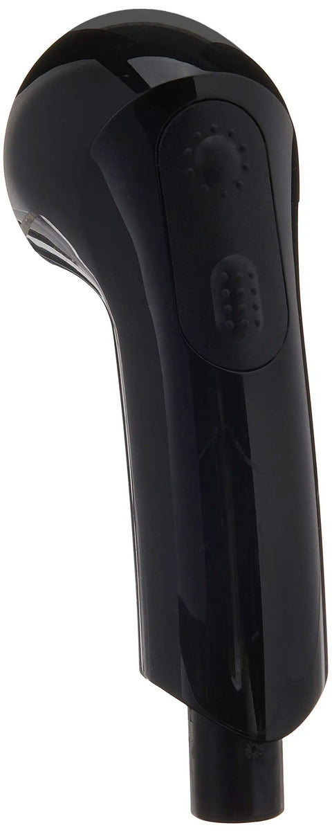 Close-up of Dual Spray Pull Out Kitchen Faucet With Starlight Finish In Black Durable Metal Construction Concealed Mounting